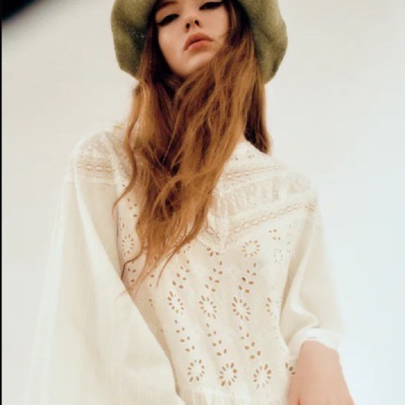 New Zara XS eyelet boho top in white - Picture 4 of 10